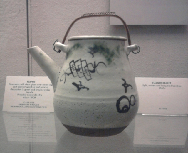 Folk art teapot in the Japan gallery at the V&A